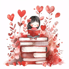 世界读书日卡通人物插画设计图片